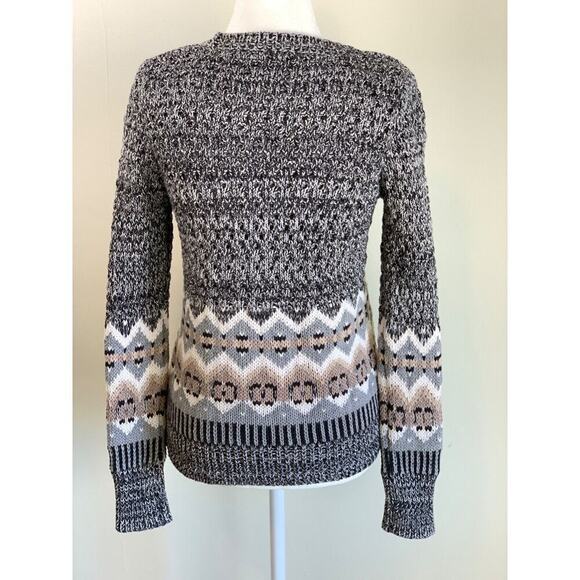 Victoria’s Secret Crew Pullover Fair Isle Knit Sweater XS Grey Cabincore Cotton - Picture 3 of 10